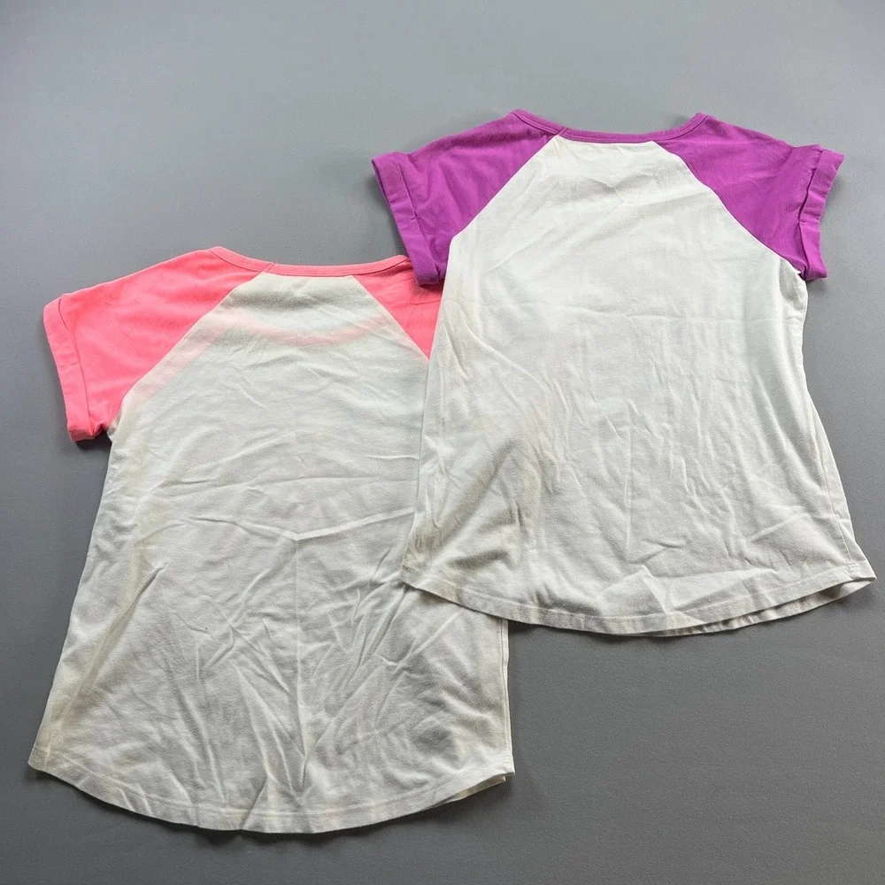 Set Of 2 Gap T Shirt Girls 2XL Multicolor Embellished Sequin Logo Raglan Sleeve